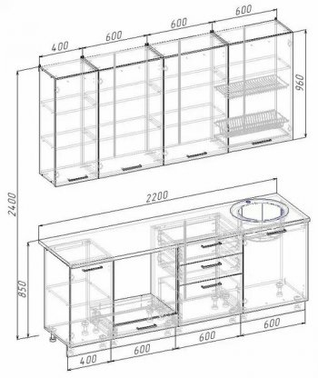 Кухонный гарнитур Трансильвания 2200 мм (Санвут) в Ирбите - irbit.mebel-e96.ru