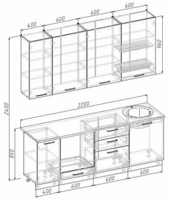 Кухонный гарнитур Вегас 2200 мм в Ирбите - irbit.mebel-e96.ru