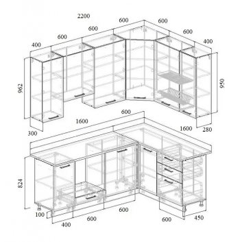 Угловой кухонный гарнитур Муссон 2200*1600 мм Sanvut в Ирбите - irbit.mebel-e96.ru