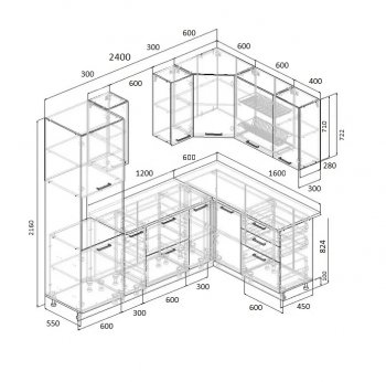 Угловой кухонный гарнитур Роза 2400*1600 мм Sanvut в Ирбите - irbit.mebel-e96.ru