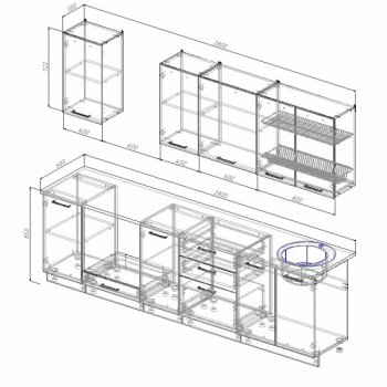 Кухонный гарнитур Латте 2800 мм в Ирбите - irbit.mebel-e96.ru