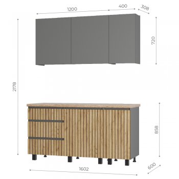 Кухонный гарнитур Шерлок 1600 мм (БТС) в Ирбите - irbit.mebel-e96.ru