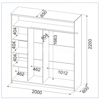 Шкаф-купе №19 Лайт 2000 мм (СВ) в Ирбите - irbit.mebel-e96.ru