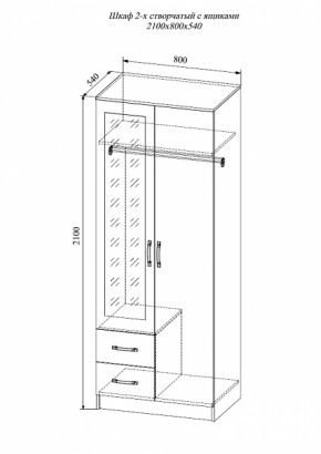 Шкаф 2-х створчатый с зеркалом Софи СШК 800.3 (ДСВ) в Ирбите - irbit.mebel-e96.ru