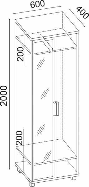 Шкаф 600 с зеркалом West (Риннер) в Ирбите - irbit.mebel-e96.ru