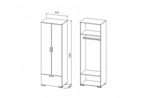 Шкаф Дуся 640 мм, ДШ 67.1, дуб бунратти/цемент в Ирбите - irbit.mebel-e96.ru