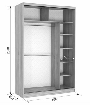 Шкаф-купе Гранд 1-600 Бабочки (полки справа) в Ирбите - irbit.mebel-e96.ru