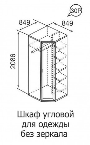 Шкаф угловой для одежды Ника-Люкс 30 без зеркал в Ирбите - irbit.mebel-e96.ru