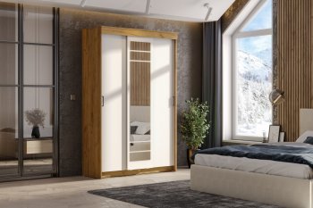 Шкаф-купе ШКП-7 1300 мм золотой/белый (СВ) в Ирбите - irbit.mebel-e96.ru