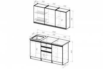 Кухонный гарнитур Сиена нормал 1500 мм (Герда) в Ирбите - irbit.mebel-e96.ru