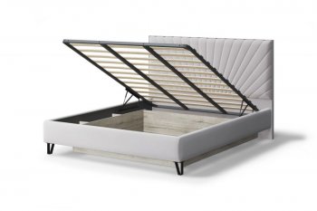 Кровать с ПМ Сильвия мягкая Moonlight (серо-бежевый), 1600 (МЛК) в Ирбите - irbit.mebel-e96.ru