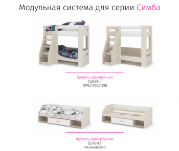 Набор детской мебели Симба дуб-белый глянец (СтендМ) в Ирбите - irbit.mebel-e96.ru