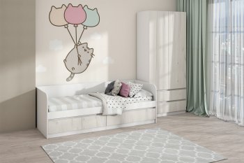 Кровать Соната 900 белый/крафт белый (Зарон) в Ирбите - irbit.mebel-e96.ru