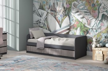 Кровать Соната 900 графит/крафт серый (Зарон) в Ирбите - irbit.mebel-e96.ru