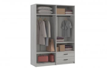 Шкаф 1500 мм  4-х ств. с зеркалом 2 ящ. SVETLANA LOFT, сосна белая (Генезис) в Ирбите - irbit.mebel-e96.ru