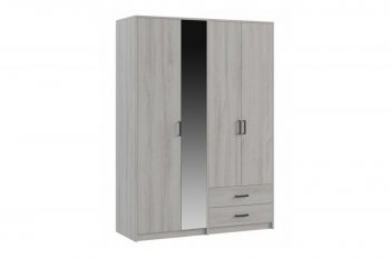 Шкаф 1500 мм  4-х ств. с зеркалом 2 ящ. SVETLANA LOFT, сосна белая (Генезис) в Ирбите - irbit.mebel-e96.ru