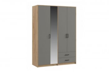 Шкаф 1500 мм  4-х ств. с зеркалом 2 ящ. SVETLANA LOFT, Дуб золотой/Серый (Генезис) в Ирбите - irbit.mebel-e96.ru