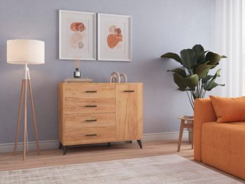 Комод-Тумба (1дв,4ящ) SVETLANA LOFT, дуб золотой (Генезис) в Ирбите - irbit.mebel-e96.ru