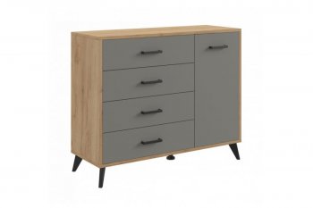 Комод-Тумба (1дв,4ящ) SVETLANA LOFT, дуб золотой/серый (Генезис) в Ирбите - irbit.mebel-e96.ru