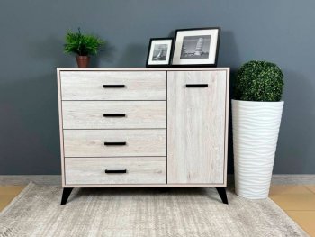 Комод-Тумба (1дв,4ящ) SVETLANA LOFT, сосна белая (Генезис) в Ирбите - irbit.mebel-e96.ru