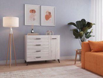 Комод-Тумба (1дв,4ящ) SVETLANA LOFT, сосна белая (Генезис) в Ирбите - irbit.mebel-e96.ru