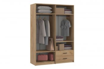 Шкаф 1500 мм  4-х ств. с зеркалом 2 ящ. SVETLANA LOFT, дуб золотой (Генезис) в Ирбите - irbit.mebel-e96.ru