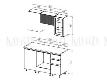 Кухонный гарнитур Техно-6 1500 мм (Миф) в Ирбите - irbit.mebel-e96.ru