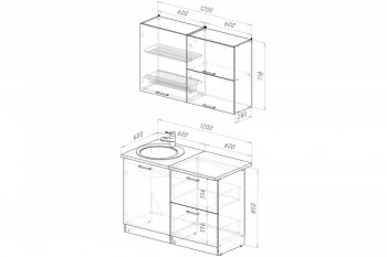 Кухонный гарнитур Терция лайт 1200 мм (Герда) в Ирбите - irbit.mebel-e96.ru