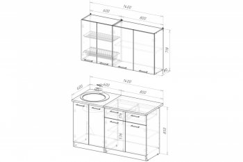 Кухонный гарнитур Терция медиум 2 1400 мм (Герда) в Ирбите - irbit.mebel-e96.ru