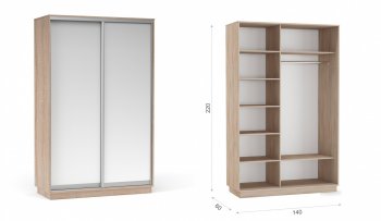 Шкаф-купе Тетрис 1400 (ЗЗ) Дуб сонома (Имп) в Ирбите - irbit.mebel-e96.ru