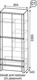 Шкаф 800 мм для одежды 2-х дв №1 Твист (ИжМ) в Ирбите - irbit.mebel-e96.ru