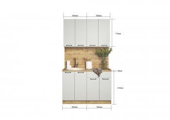 КУхонный гарнитур Валерия 1200 мм вотан/серый (Сурская) в Ирбите - irbit.mebel-e96.ru