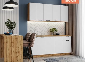 КУхонный гарнитур Валерия 1800 мм вотан/белый (Сурская) в Ирбите - irbit.mebel-e96.ru