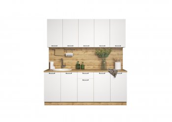 КУхонный гарнитур Валерия 2000 мм вотан/белый (Сурская) в Ирбите - irbit.mebel-e96.ru