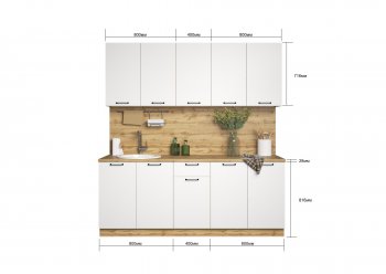 КУхонный гарнитур Валерия 2000 мм вотан/белый (Сурская) в Ирбите - irbit.mebel-e96.ru