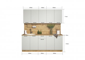КУхонный гарнитур Валерия 2000 мм вотан/серый (Сурская) в Ирбите - irbit.mebel-e96.ru