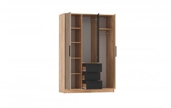 Шкаф 1300 мм 83.08 Вегас (3-х дв.) черный (Олмеко) в Ирбите - irbit.mebel-e96.ru