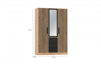 Шкаф 1300 мм 83.08 Вегас (3-х дв.) черный (Олмеко) в Ирбите - irbit.mebel-e96.ru