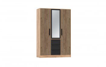 Шкаф 1300 мм 83.08 Вегас (3-х дв.) черный (Олмеко) в Ирбите - irbit.mebel-e96.ru