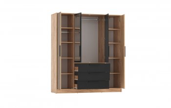 Шкаф 1700 мм 83.07 Вегас (4-х дв.) черный (Олмеко) в Ирбите - irbit.mebel-e96.ru