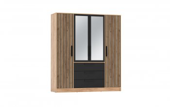 Шкаф 1700 мм 83.07 Вегас (4-х дв.) черный (Олмеко) в Ирбите - irbit.mebel-e96.ru