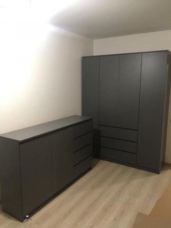 Комод Мори 2 двери 4 ящика МК 1600.1/2 графит (ДСВ) в Ирбите - irbit.mebel-e96.ru