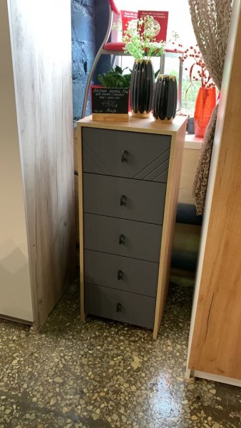 Комод (5 ящиков) Байкал Графит/Дуб золотой (СВ) в Ирбите - irbit.mebel-e96.ru