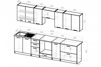 Кухонный гарнитур Янтарь экстра 3000 мм (Герда) в Ирбите - irbit.mebel-e96.ru
